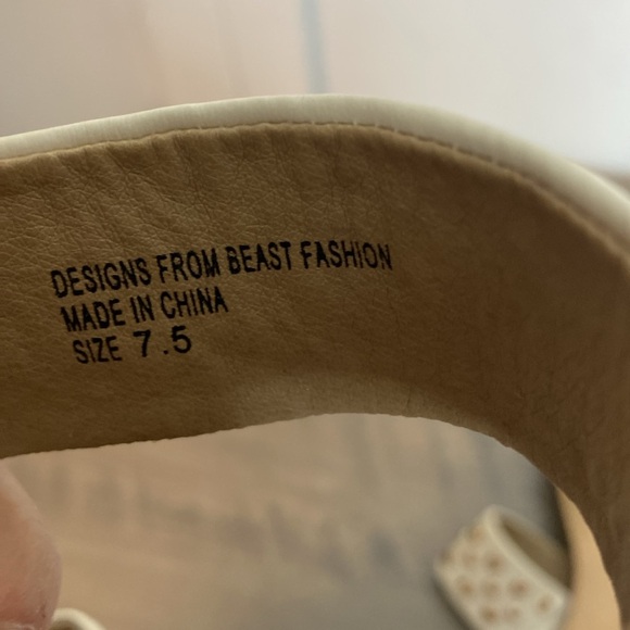 Beast Fashion | Cream Brown and Gold Studded Sandals - 7.5 - Picture 4 of 4